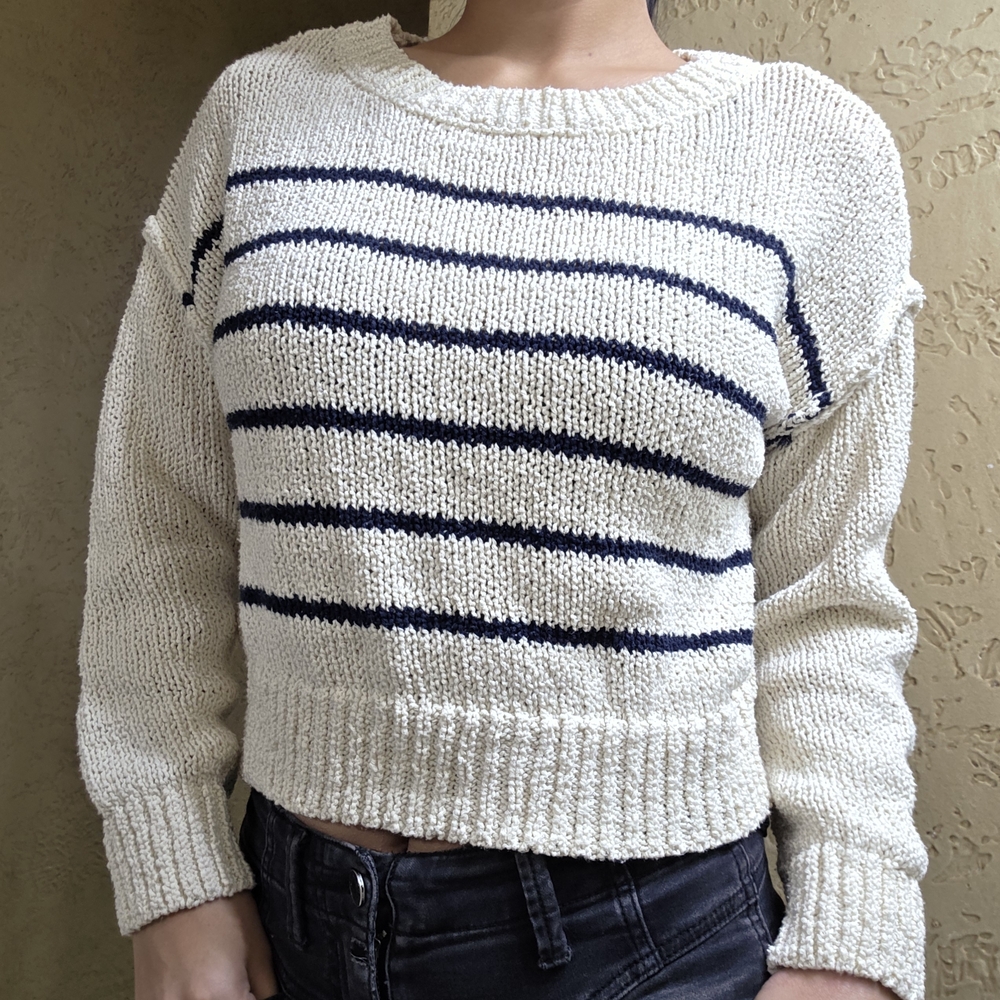 Cotton On Cream and Navy Striped Sweater